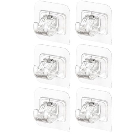 Supports autocollants, supports pour tringle à rideaux, supports pour tringle fixe, transparents, 6 pièces