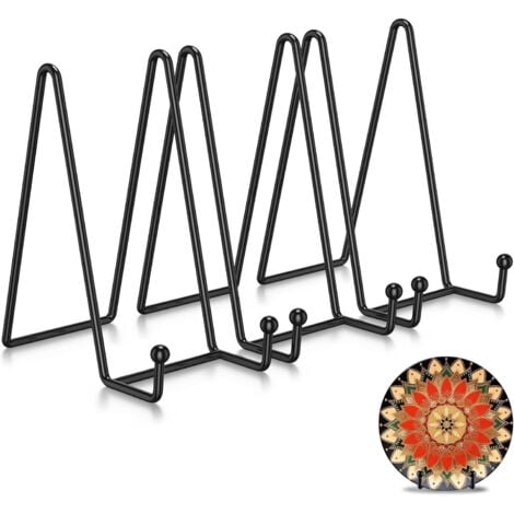 Supports d'assiettes pour présentation, lot de 3 supports pour photos de 6 pouces, chevalet en fer noir, support décoratif pour assiettes, support de cadre photo en métal pour photos, plat décoratif, 