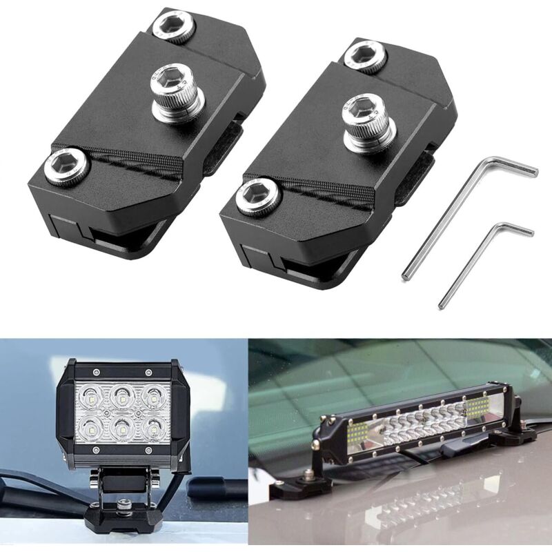 Supports de feux de fossé en aluminium noir pour capot 2 pièces, supports de fixation universels pour barre lumineuse LED, charnière de capot,