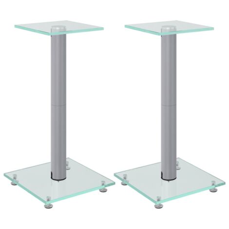 Supports de haut-parleurs 2 pcs argenté verre trempé 1 pilier CFW86284