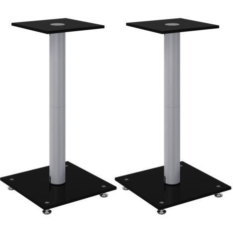 Supports de haut-parleurs 2 pcs noir et argenté 1 pilier CFW69398