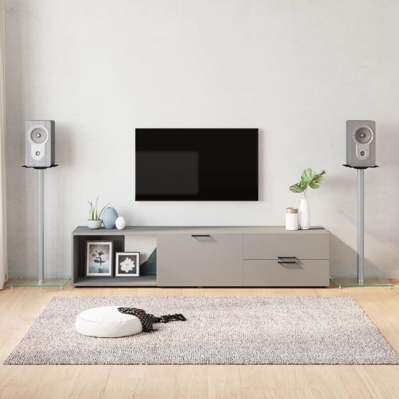 Vidaxl - Supports de haut-parleurs 2 pcs argenté verre trempé 1 pilier