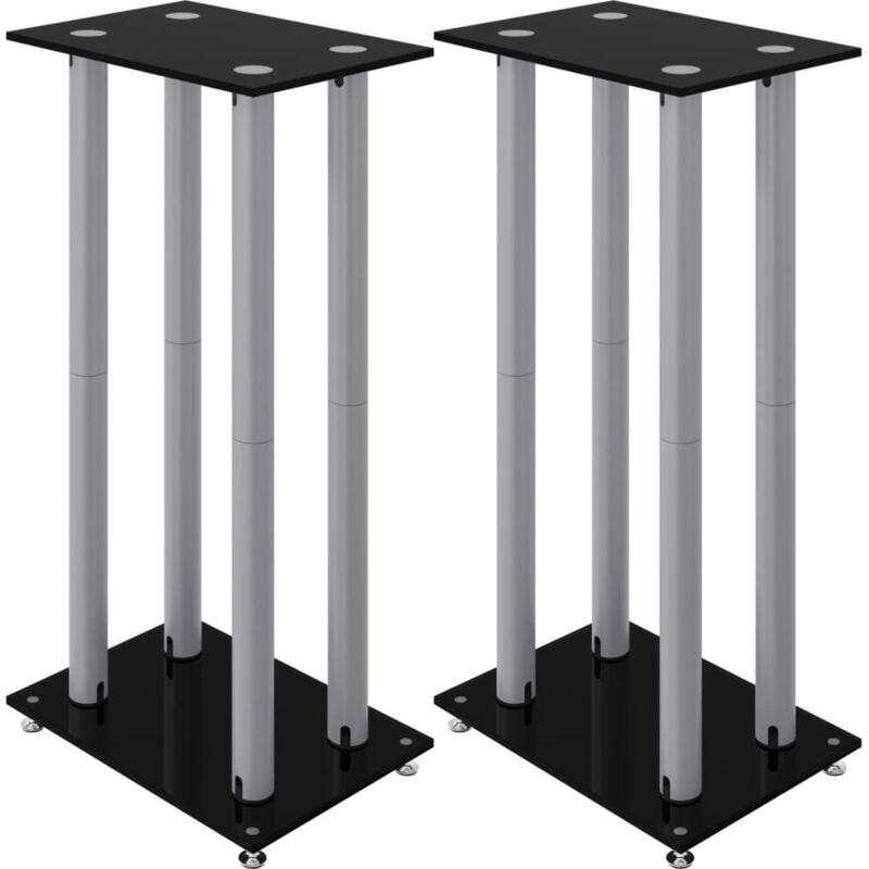 Vidaxl - Supports de haut-parleurs 2 pcs noir et argenté 4 piliers