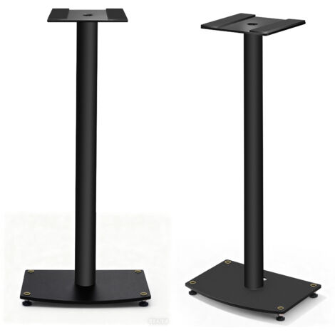 Supports de Haut-Parleurs, avec Plateau Supérieur Orientable à 45° pour Enceintes Satellites de Bibliothèque, Supports de Câbles, Pieds Interchangeables, Capacité 10 kg Max, 1 Paire