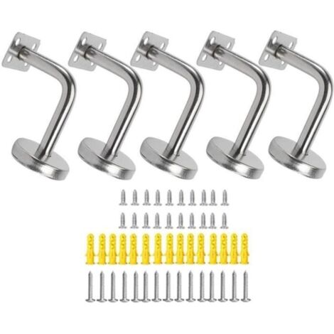 Supports de Main Courante d'Escalier,Lot de 5 Pièces,Supports de Rampe d'Escalier, en Acier Inoxydable, 60x80 mm,avec Vis,