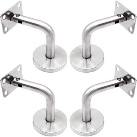 Supports de main courante en acier inoxydable 304 – 4 pièces – Fixation murale pour rampes intérieures et extérieures – Angle réglable