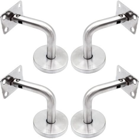 Supports De Main Courante Pour Fixation Murale Acier Inoxydable Poli Support Escalier Avec Couvercle Base Supports Muraux Garde-Corps Pour Mur Intérieur, Loft, Barre Support Pour Corridor 4 Pièces