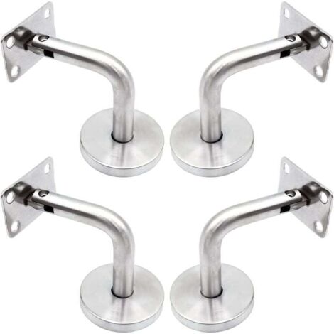 Supports De Main Courante Pour Fixation Murale Acier Inoxydable Poli Support Escalier Avec Couvercle Base Supports Muraux Garde-Corps Pour Mur Intérieur, Loft, Barre Support Pour Corridor 4 Pièces