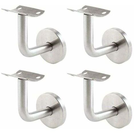 Supports de Main Courante pour Fixation Murale - Supports en Acier Inoxydable pour Rampe d'Escalier - Ensemble de 4 Supports Muraux pour Garde-Corps - Couleur Argentée