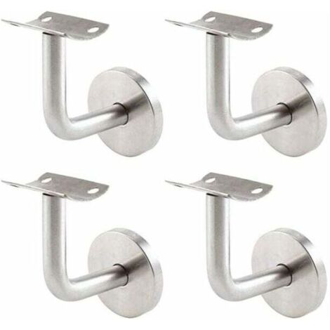 Supports de Main Courante pour Fixation Murale - Supports en Acier Inoxydable pour Rampe d'Escalier - Ensemble de 4 Supports Muraux pour Garde-Corps - Couleur Argentée