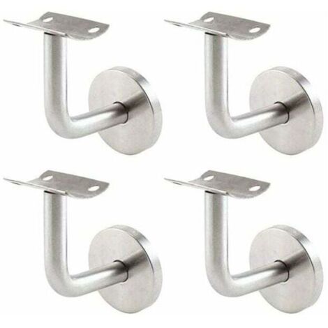 Supports de Main Courante pour Fixation Murale - Supports en Acier Inoxydable pour Rampe d'Escalier - Ensemble de 4 Supports Muraux pour Garde-Corps - Couleur Argentée