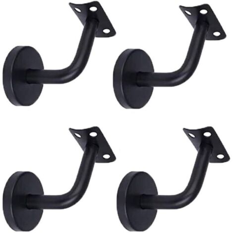 Supports de Main Courante. Supports de Rail de Garde-Corps en Acier Inoxydable. Support de Main Courante de Montage Mural pour Main Courante de Rampe d'escalier. (4 pièces. Noir)