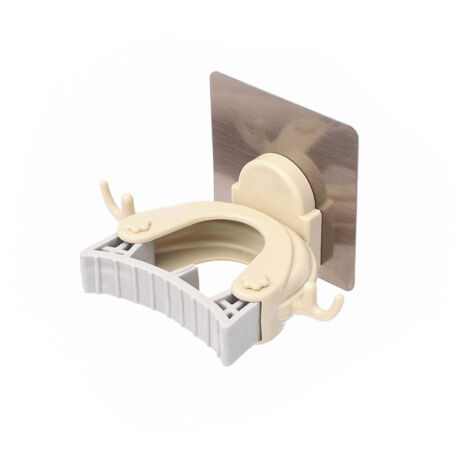 Supports de ménage adhésifs - Étalonnage de brosse et de balai - Rangement mural multifonctionnel ABS - Beige