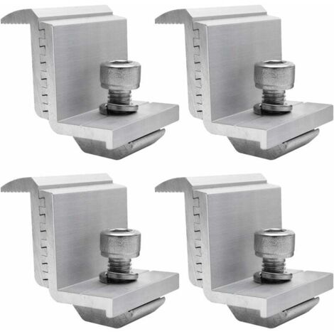 Supports de Panneau Solaire Lot de 4, Panneau Z, Fixation Panneau Solaire pour Panneau Solaire, Support de Panneau Solaire Hauteur du Module 30–50 mm (Borne d'extrémité)