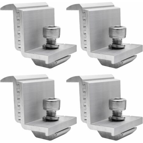 Supports de Panneau Solaire Lot de 4, Panneau Z, Fixation Panneau Solaire pour Panneau Solaire, Support de Panneau Solaire Hauteur du Module 30–50 mm (Borne d'extrémité)