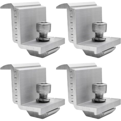 Supports de Panneau Solaire Lot de 4, Panneau Z, Fixation Panneau Solaire pour Panneau Solaire, Support de Panneau Solaire Hauteur du Module 30–50 mm (Borne d'extrémité)