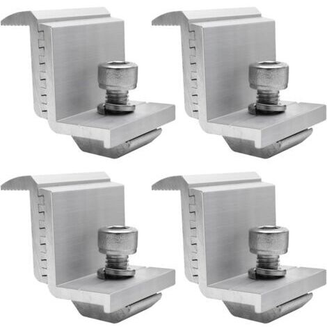 Supports de Panneau Solaire Lot de 4, Panneau Z, Fixation Panneau Solaire pour Panneau Solaire, Support de Panneau Solaire Hauteur du Module 30–50 mm (Borne d'extrémité)