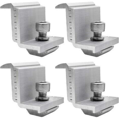 Supports de Panneau Solaire Lot de 4, Panneau Z, Fixation Panneau Solaire pour Panneau Solaire, Support de Panneau Solaire Hauteur du Module 30–50 mm (Borne d'extrémité)