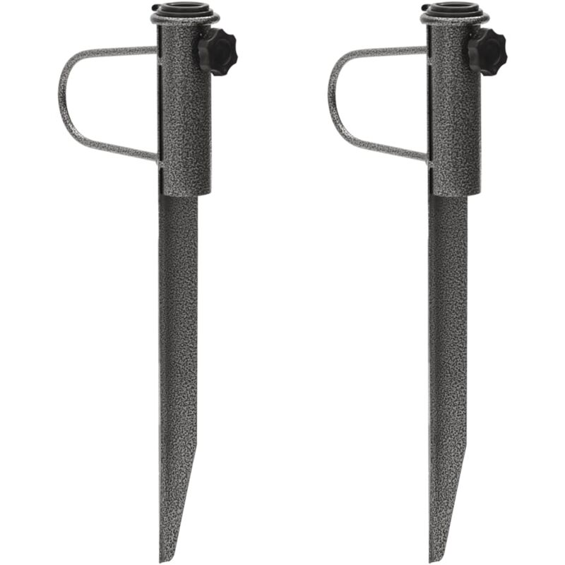 Supports de parasol avec piquets 2 pcs 19x42 cm acier galvanisé Vidaxl