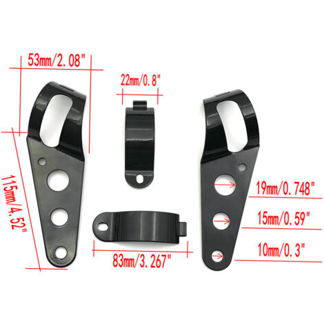 Supports de phare universels 39-51 mm pour fourche de moto, noirs