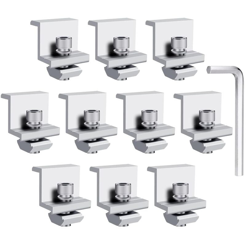 Supports de Pince de Bord de Panneau Solaire, Fixation de Panneau Solaire pour Panneau Solaire, pour Hauteur de Module 30-45MM (10Pcs 30MM)