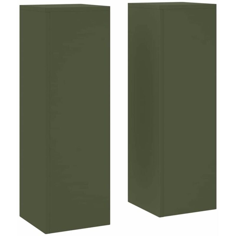 Supports de Plantes d'Extérieur Pilier 2 pcs Vert Olive 24x24x75 cm Acier Vidaxl