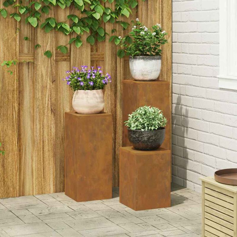 Vidaxl - Supports pour plantes 3 pcs Rouillé 24 x 24 x 75 cm