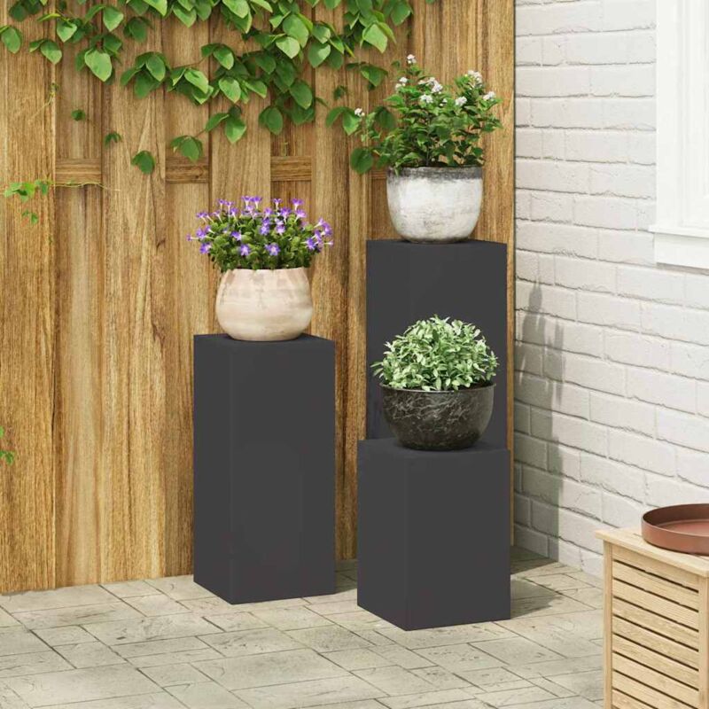 Vidaxl - Supports pour plantes 3 pcs Noir 24 x 24 x 75 cm Acier