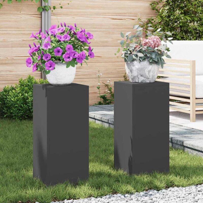 Vidaxl - Supports pour plantes 2 pcs Noir 24 x 24 x 55 cm Acier
