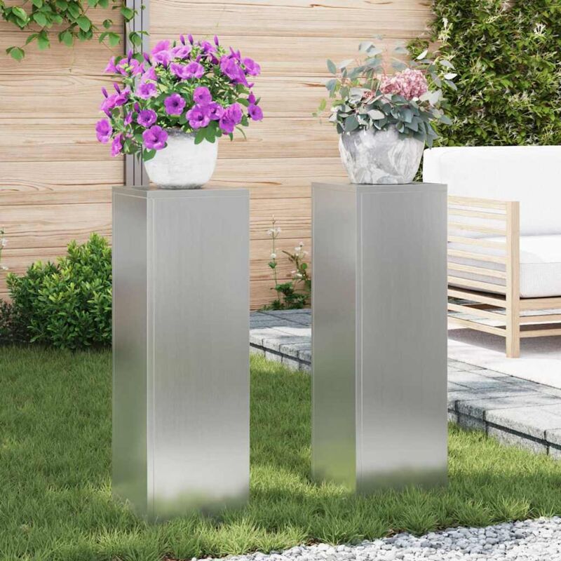 Vidaxl – Supports pour plantes 2 pcs en métal – Dimensions 24 x 24 x 75 cm – Design géométrique pour jardins modernes – Résistant aux intempéries