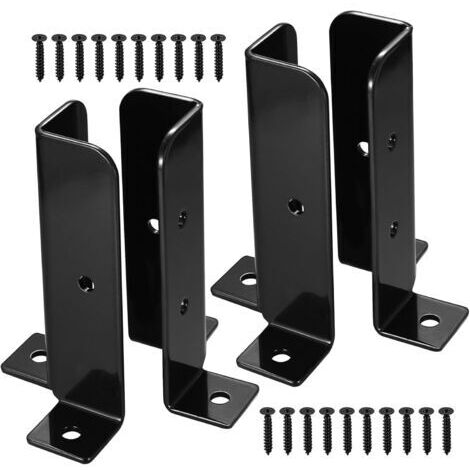 Supports de poteau réglables en métal – Lot de 4 – Résistants à la corrosion – Pour béton et bois – Installation facile avec trous pré-percés