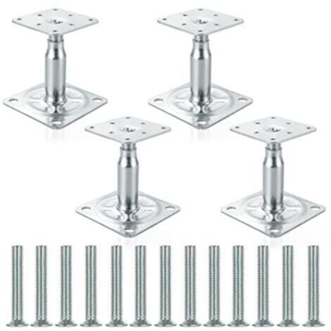 Supports de poteau surélevés réglables 100–150 mm, lot de 4, galvanisés, pour construction de toiture et terrasse
