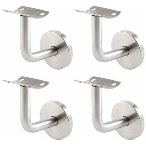 Supports de rampe d'escalier muraux en acier inoxydable - Lot de 4 supports de rampe d'escalier muraux - Couleur argent