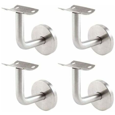Supports de rampe d'escalier muraux en acier inoxydable - Lot de 4 supports de rampe d'escalier muraux - Couleur argent