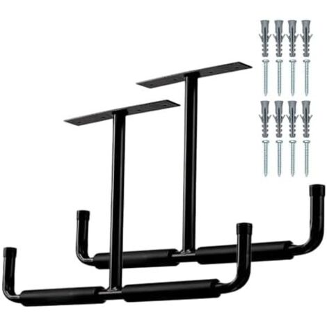Supports de rangement plafond garage  Support en forme T robuste Acier robuste, crochets d'échelle, système pour vélo, échelle, équipement -