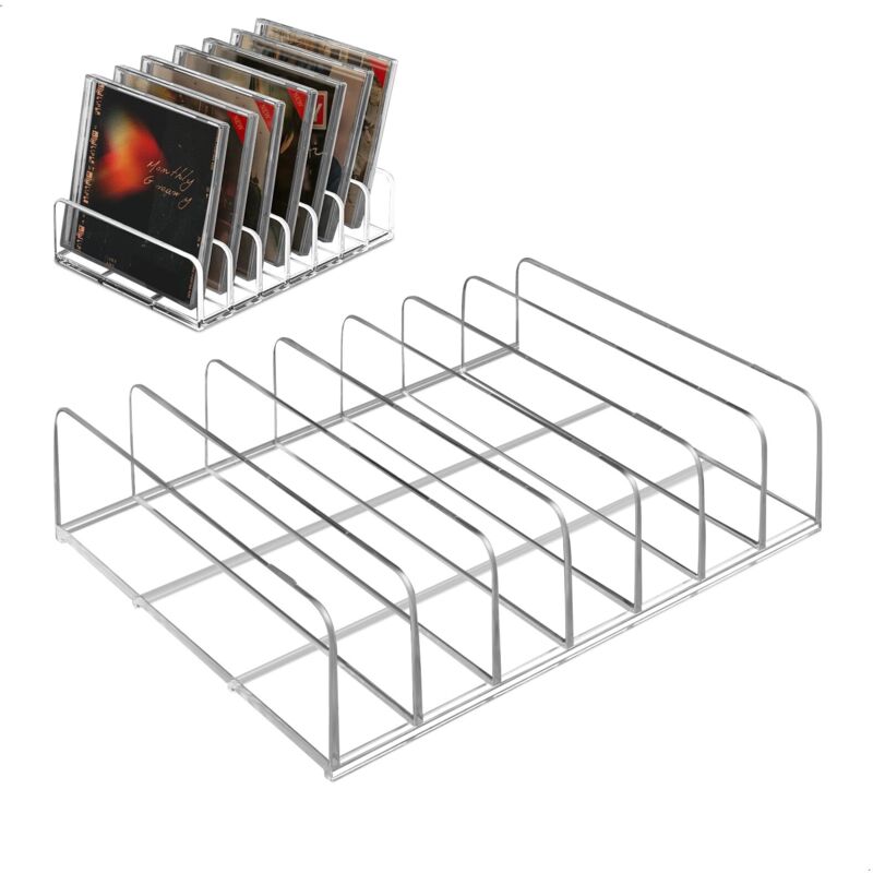 Supports de Rangement pour CD, Range de CD en Acrylique Transparent avec 7 Compartiments, Rangement pour CD/DVD/Vinyles/Cartes de Jeu, 17x12.5x4 cm