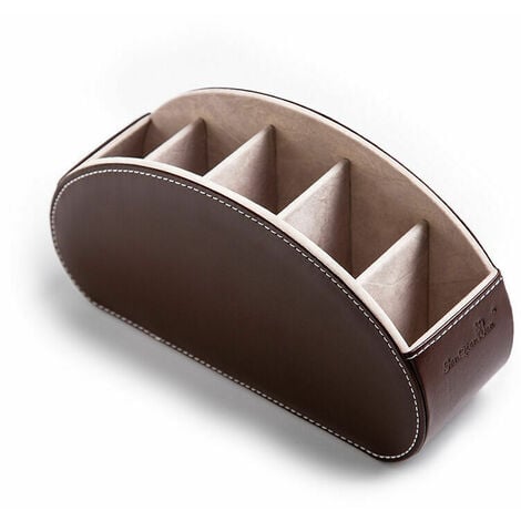 Supports de télécommande TV Boîte de rangement avec 5 compartiments en cuir PU multifonctionnel pour l'organisation et le stockage de bureau Supports de télécommande TV, brosse, crayon, lunettes et le