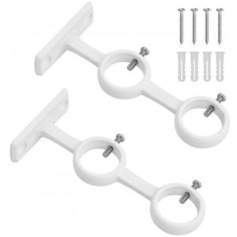 Supports de tringle à rideaux à double crochet pour tringle à rideaux de salon ou de chambre (blanc) (2 pièces)
