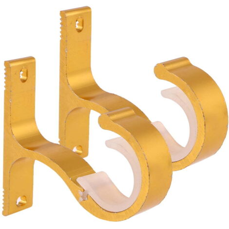 Supports de Tringle à Rideaux de Plafond en Aluminium Épais Doré, Lot de 2 avec Vis et Chevilles