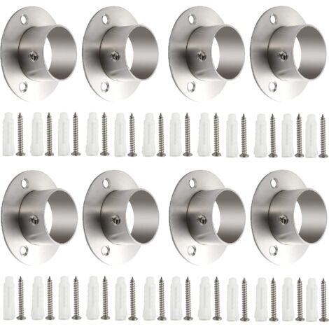 Supports de tringle à vêtements robustes en acier inoxydable de 38 mm  pour placard, supports de tringle de douche, fixations de tringle, supports de tringle à vêtements (8 pièces, argent)