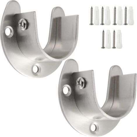 Supports de tringle de placard robustes avec fixations pour tringle de 3,2 cm (2 pièces, argent)