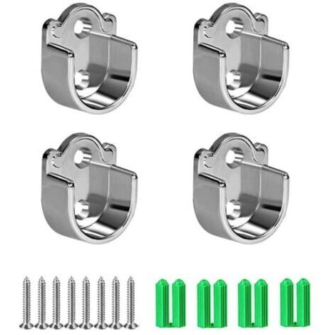 Supports de tringle de suspension ronds en alliage de zinc, supports de tube de placard en forme de U (25 mm)