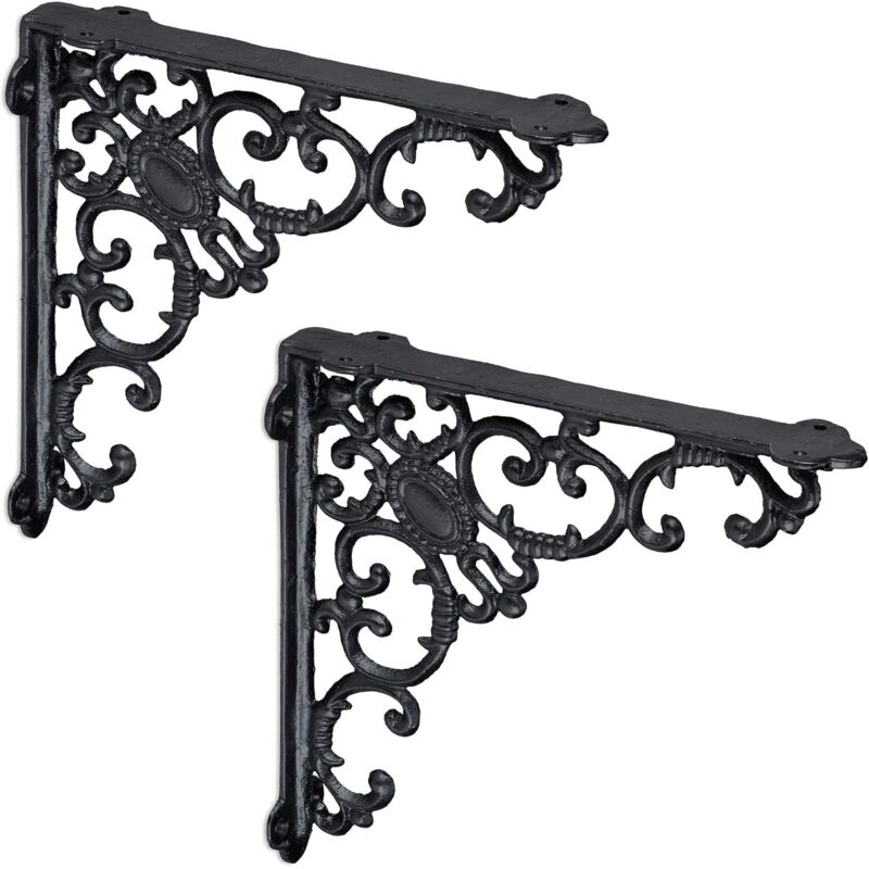 Supports d'étagère anciens - 2 pièces, supports d'étagère en fonte, décorations anciennes, supports d'étagère, style vintage, bronze