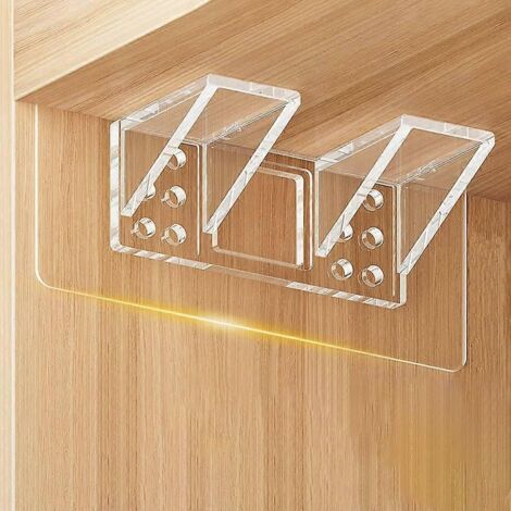 Supports d'étagère auto-adhésifs doubles, 15 x 7 cm, fixation murale transparente, sans perçage. - AquaForge