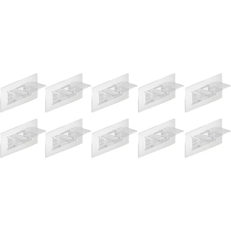 Supports d'étagère autocollants, doubles pointes de support d'étagère, 15x7 cm, 10 pièces, transparents