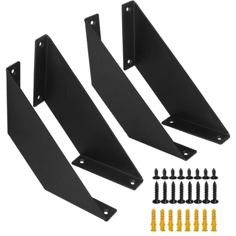 Supports d'étagère d'angle robustes, supports d'étagère flottants, supports muraux fins et décoratifs (lot de 4)