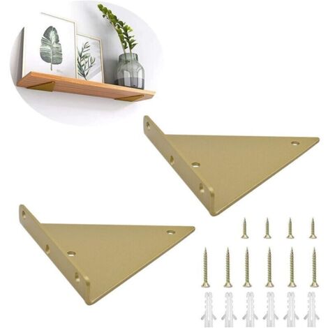 Supports d'étagère en acier 2pcs – Triangle 8x10cm – Capacité élevée – Installation murale invisible – Pour bibliothèque et meubles