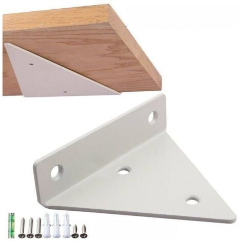 Supports d'étagère flottants 130x170mm, Support étagère un mot cloison fixe triangle angle droit invisible modèle Equerre de fixation blanc 1 pcs