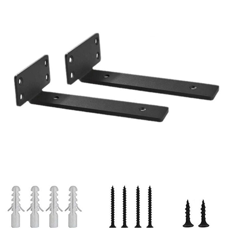 Cyslmuk - Supports d'étagère noirs en forme de l de 0,2' d'épaisseur, supports en acier cachés pour étagère - Quincaillerie d'étagère flottante