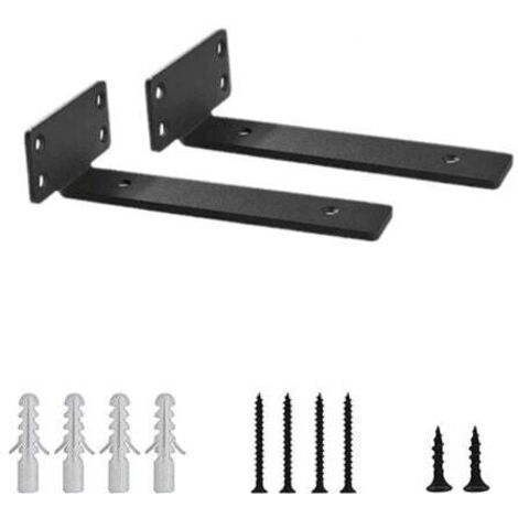 Supports d'étagère noirs en forme de L de 0,2" d'épaisseur, supports en acier cachés pour étagère - Quincaillerie d'étagère flottante robuste de 6" (2 pièces)-Étagère murale